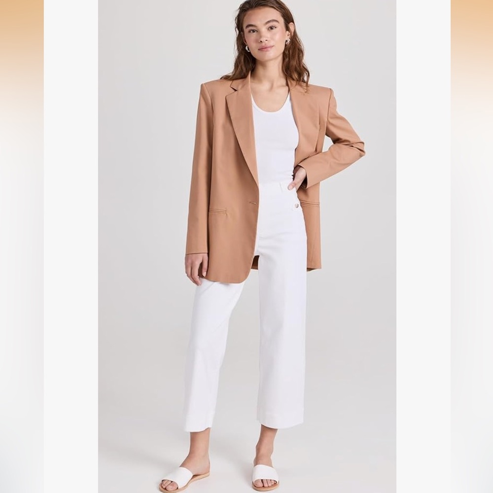 SPANX Women Stretch Twill Cropped Wide Leg Pants White High Rise Pull On Small - Picture 11 of 13